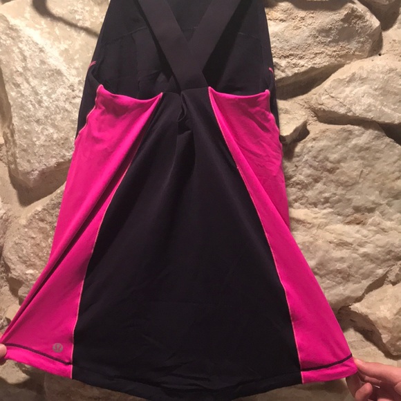 Lululemon Pink and Black Crossback Top Size- 8 - Picture 2 of 4